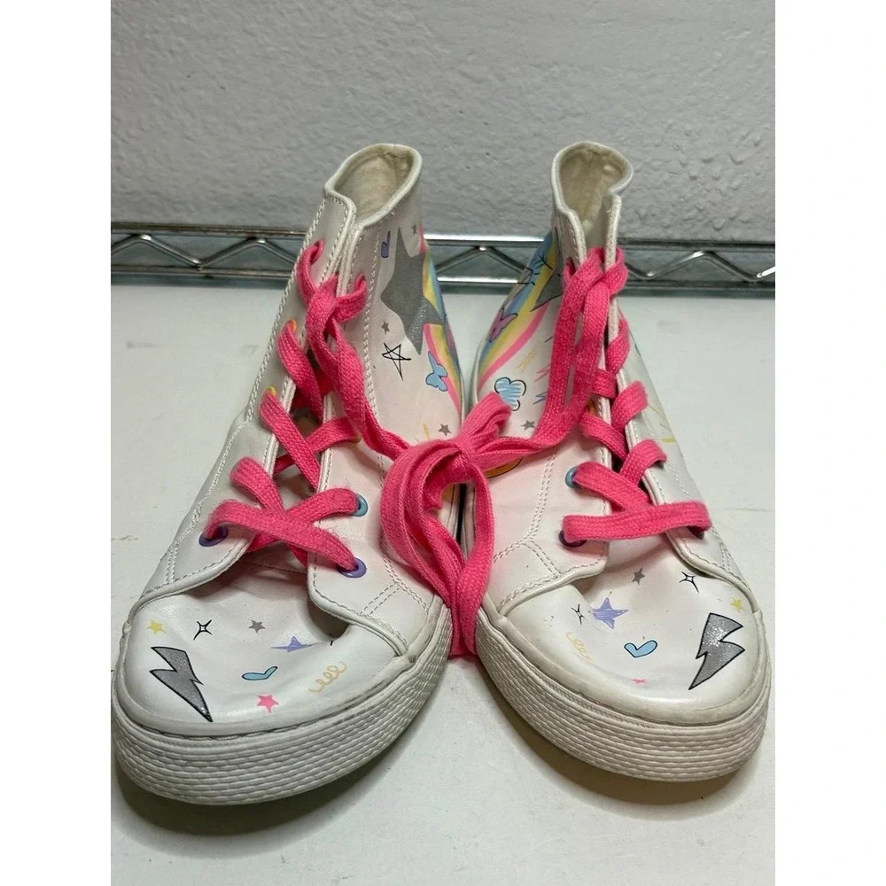 The Children's Place Girls White Rainbow Doodle High Top Sneakers Size 5⁠